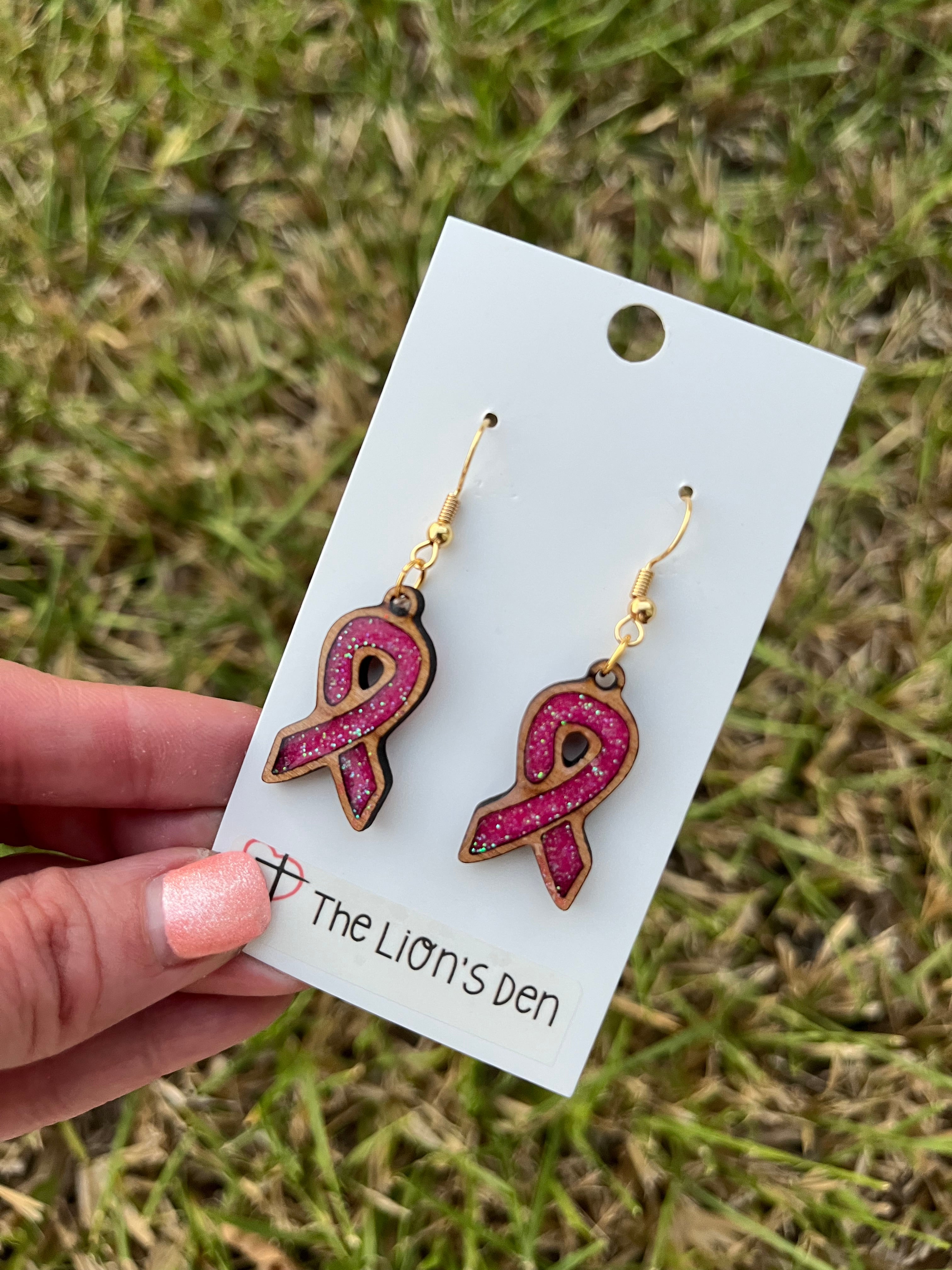 Cancer Ribbon earrings (small)
