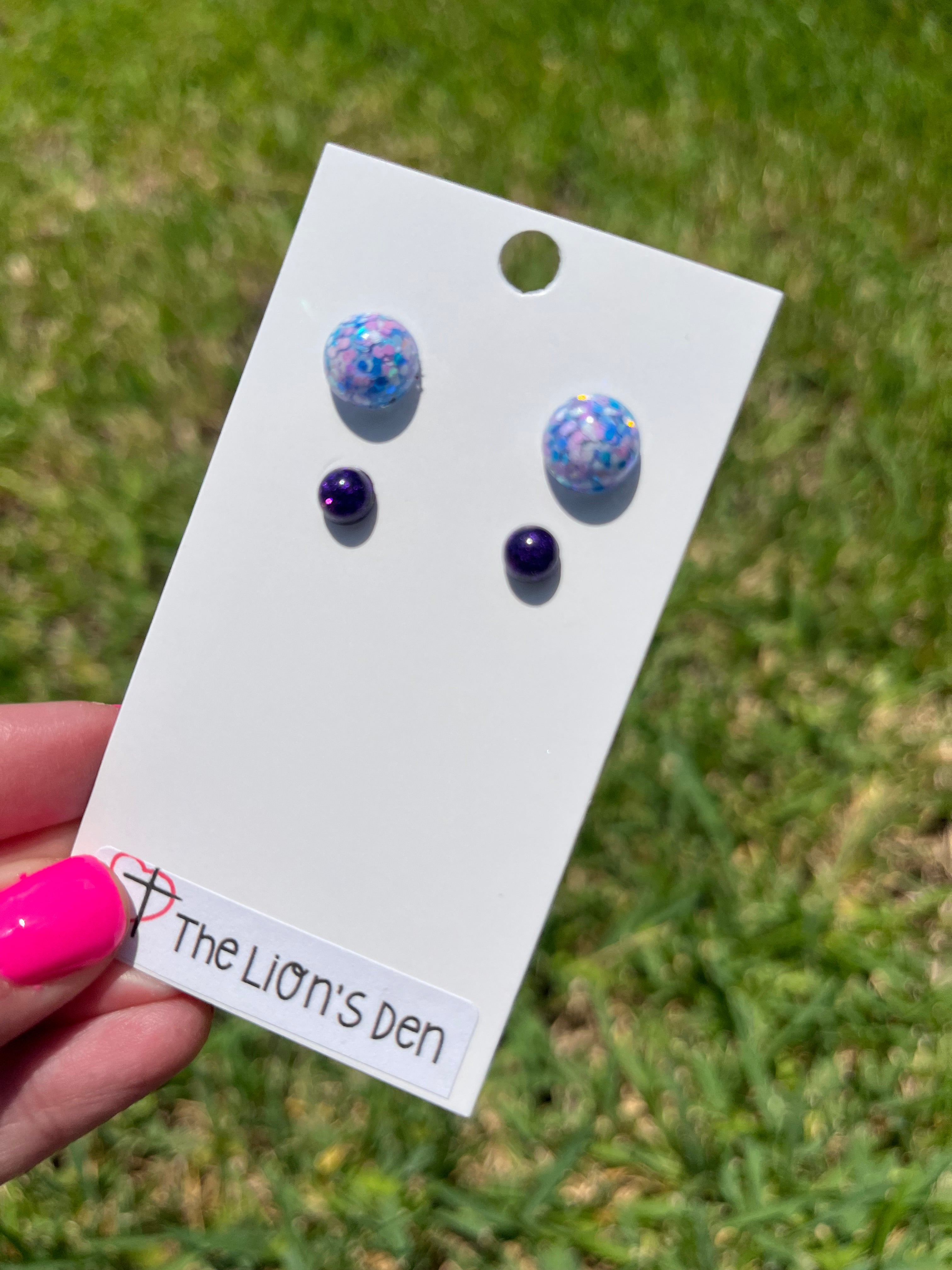 Periwinkle and purple stud earrings