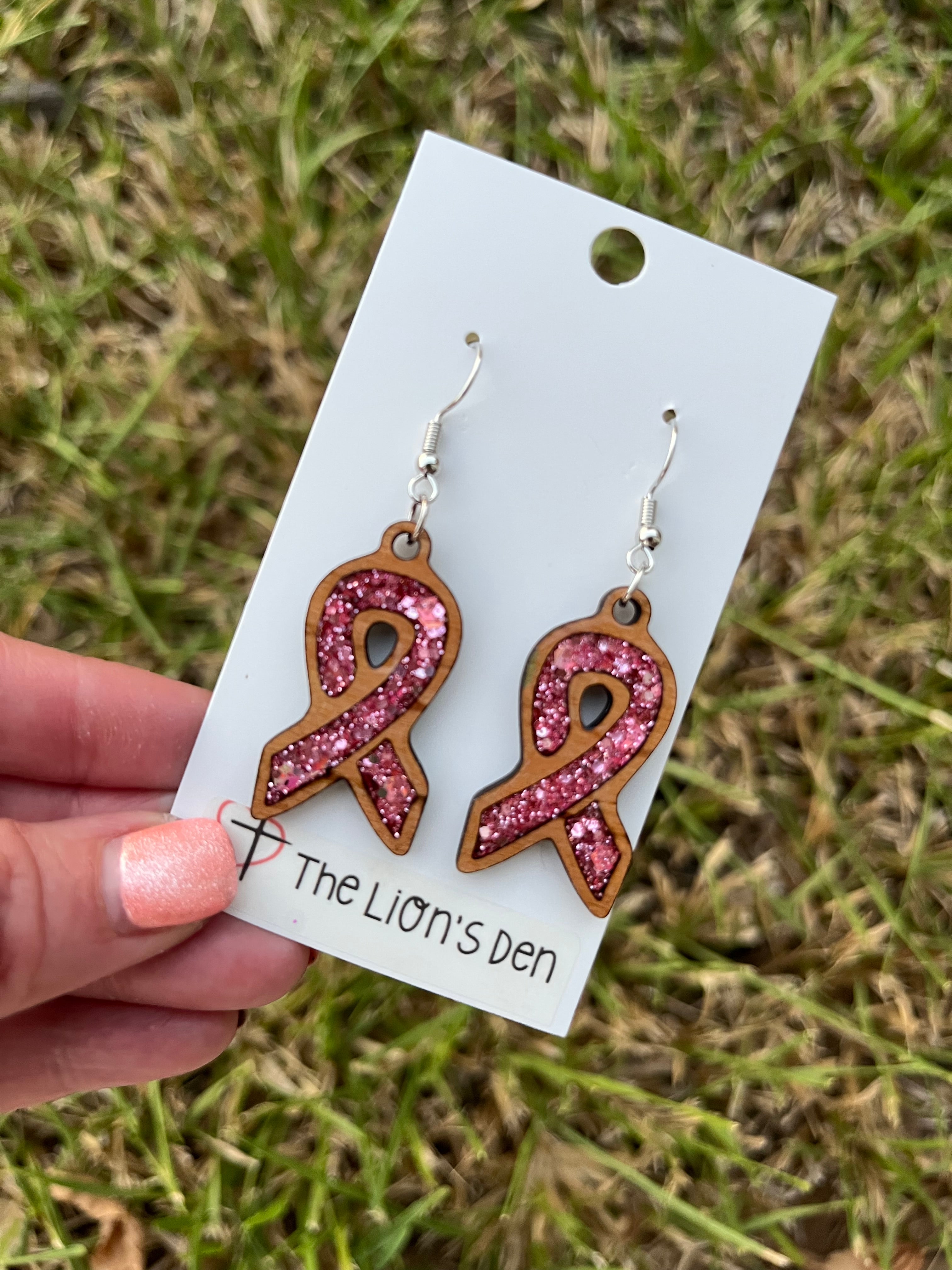 Cancer Ribbon earrings (large)