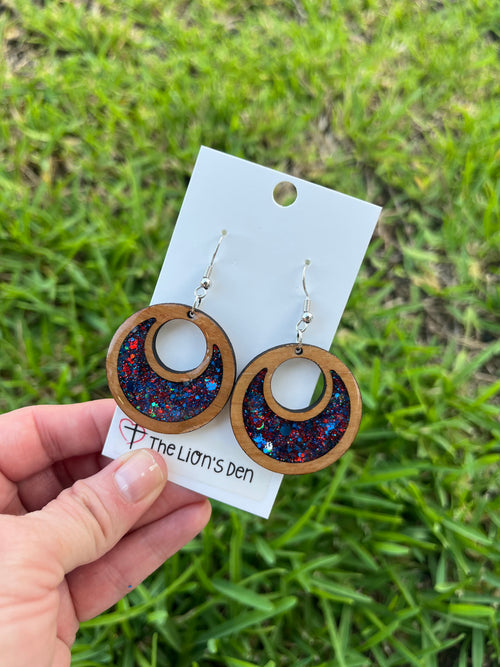 4th of July hoop earrings