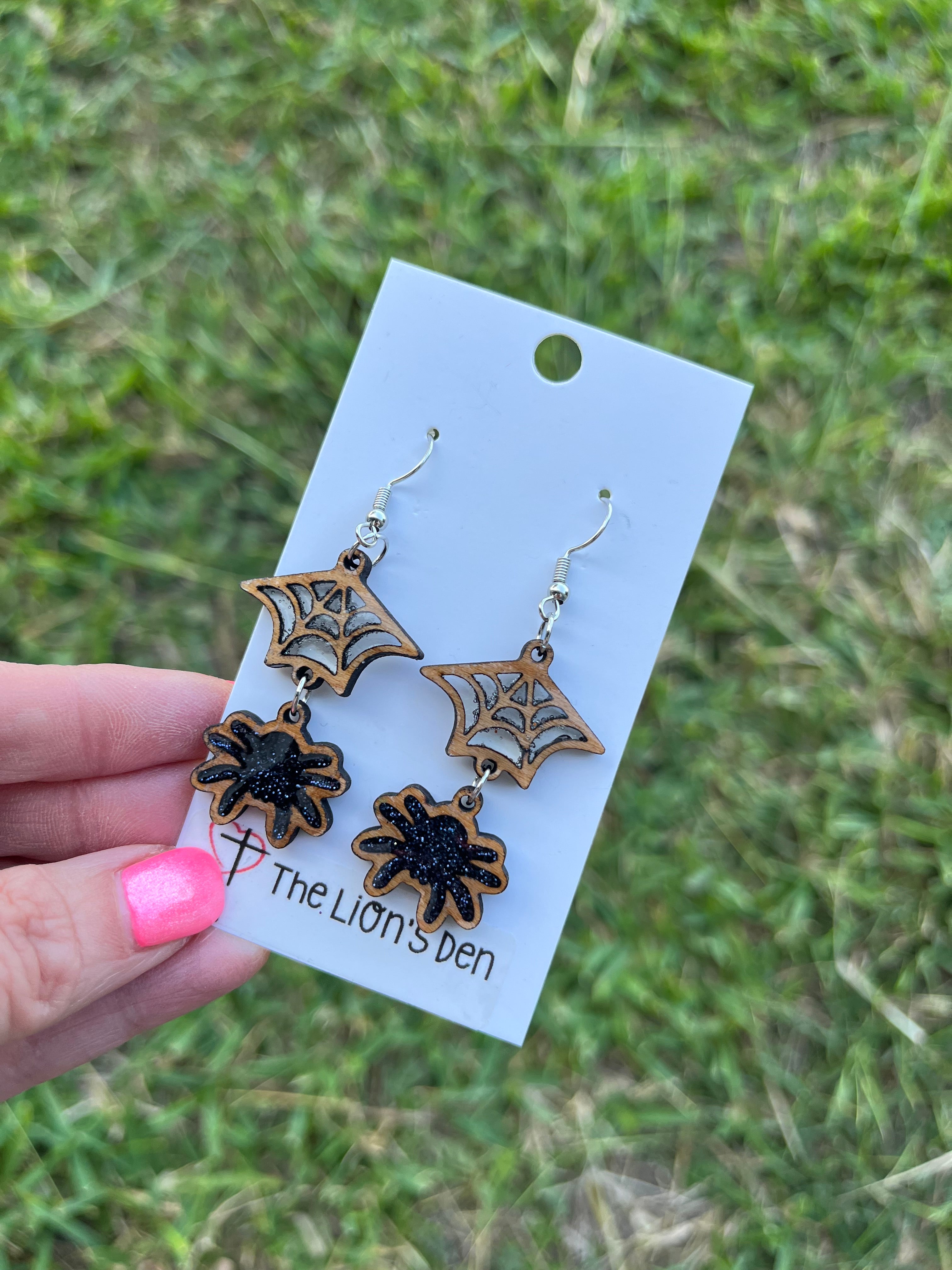 Spider web earrings