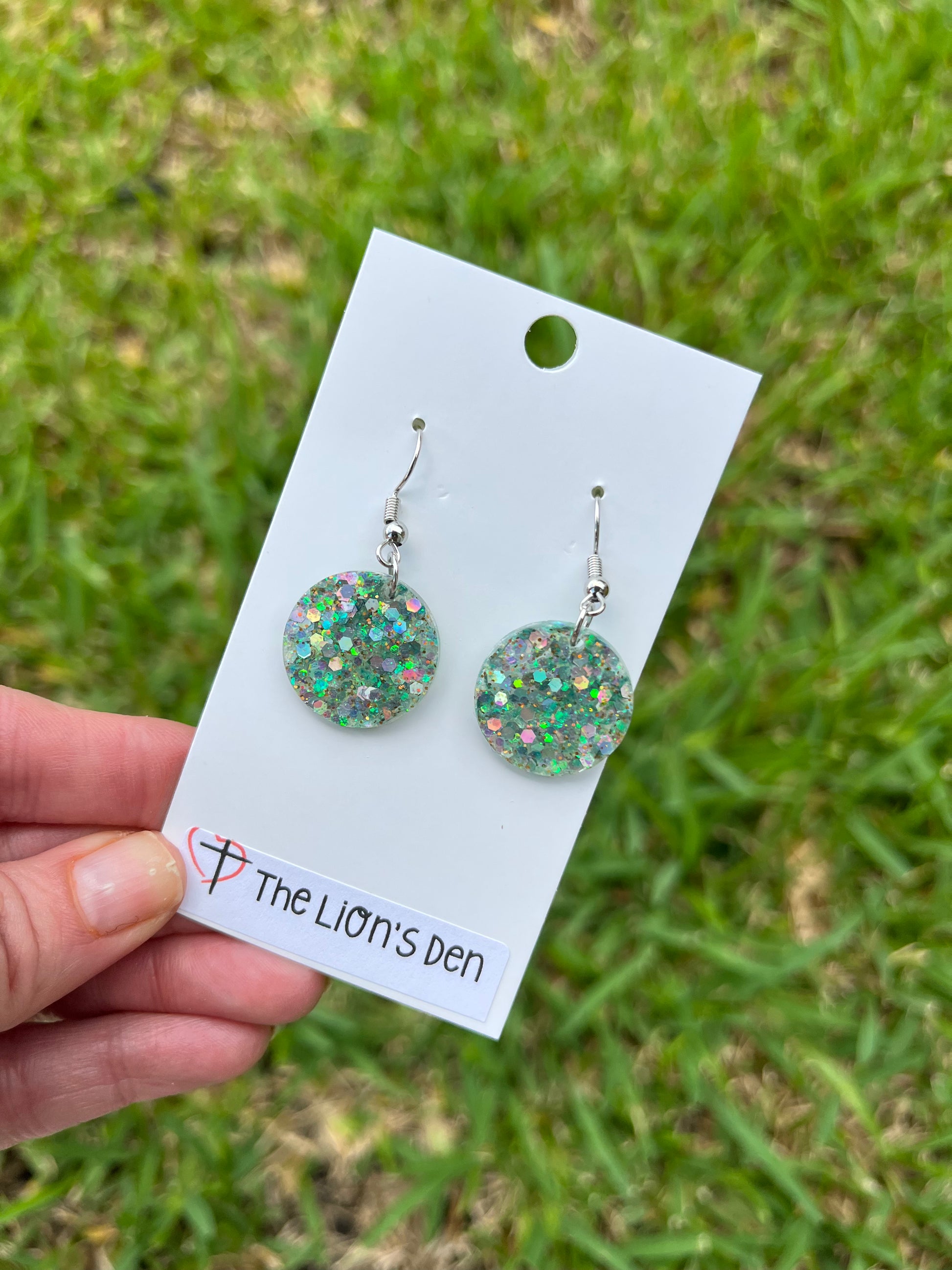 Sea green circle earrings