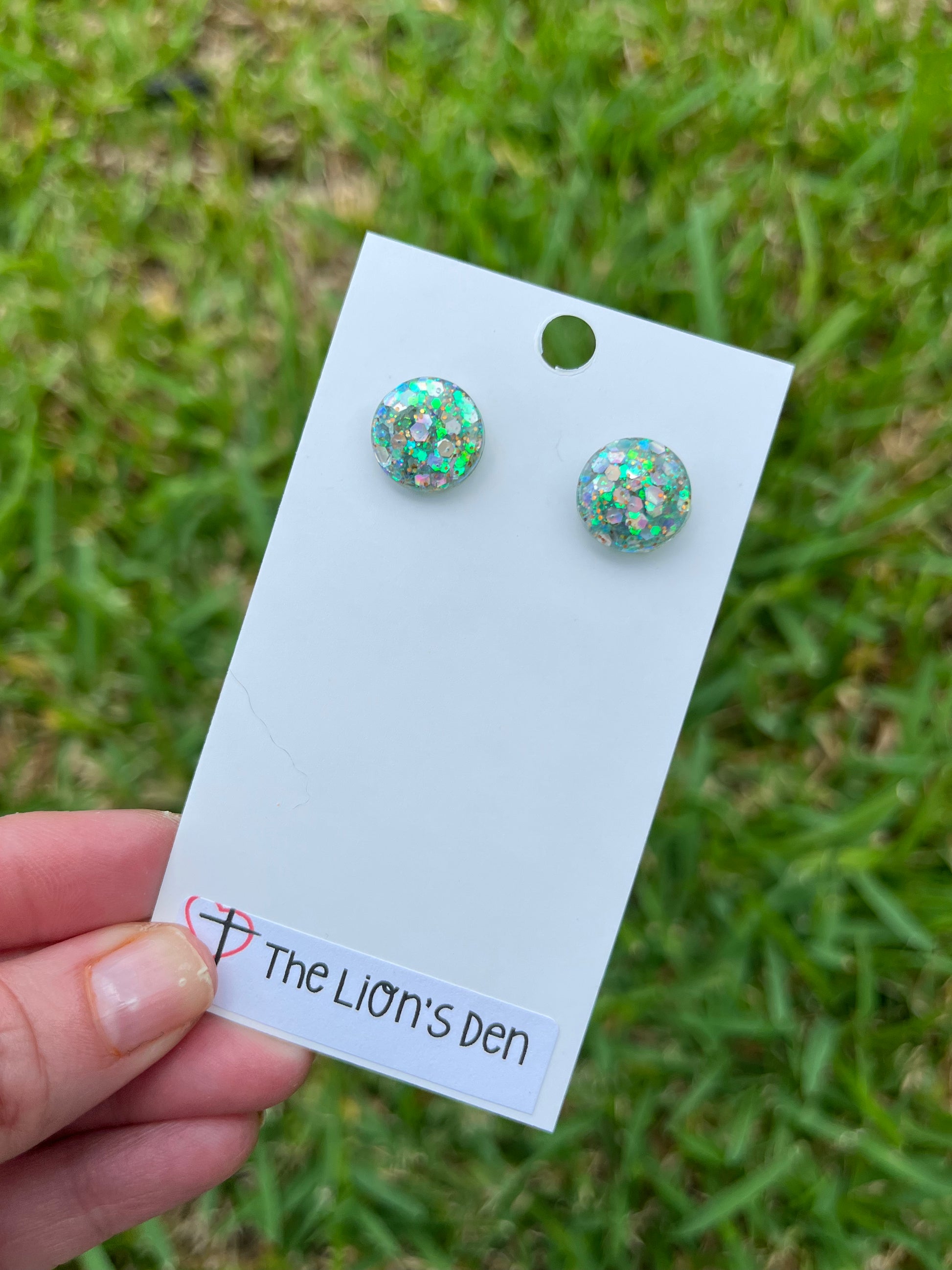 Sea green stud earrings